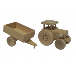Traktor drewniany z przyczepką